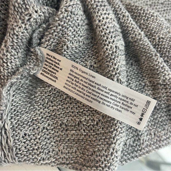 Eileen Fisher Women's Size Medium Grey 100% Organic Linen Loose Knit Cardigan - Picture 11 of 12
